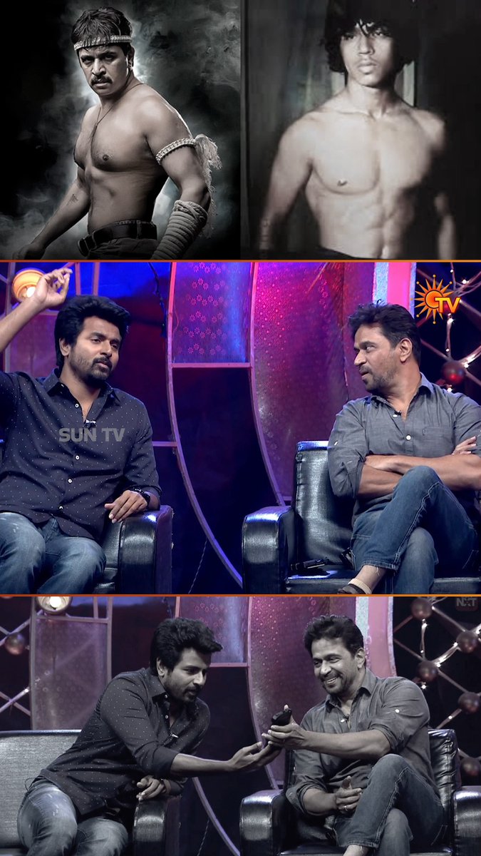 Throwback to Action King Arjun showing his old six-pack photo on the Hero Special Show. #SunTV #SunTVThrowback #ActionKingArjun #Arjun #Sivakarthikeyan