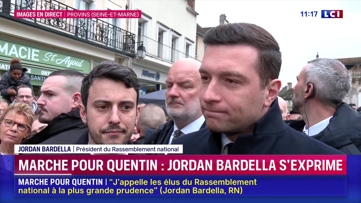 🔴 Marche pour Quentin 🗣️ "Nous n'avons aucun lien de près ou de loin avec des organisations d'ultradroite. Si demain je suis chef du gouvernement, nous prononcerons la dissolution des milices d'ultragauche mais aussi d'ultradroite" : Jordan Bardella 📺 En direct sur LCI
