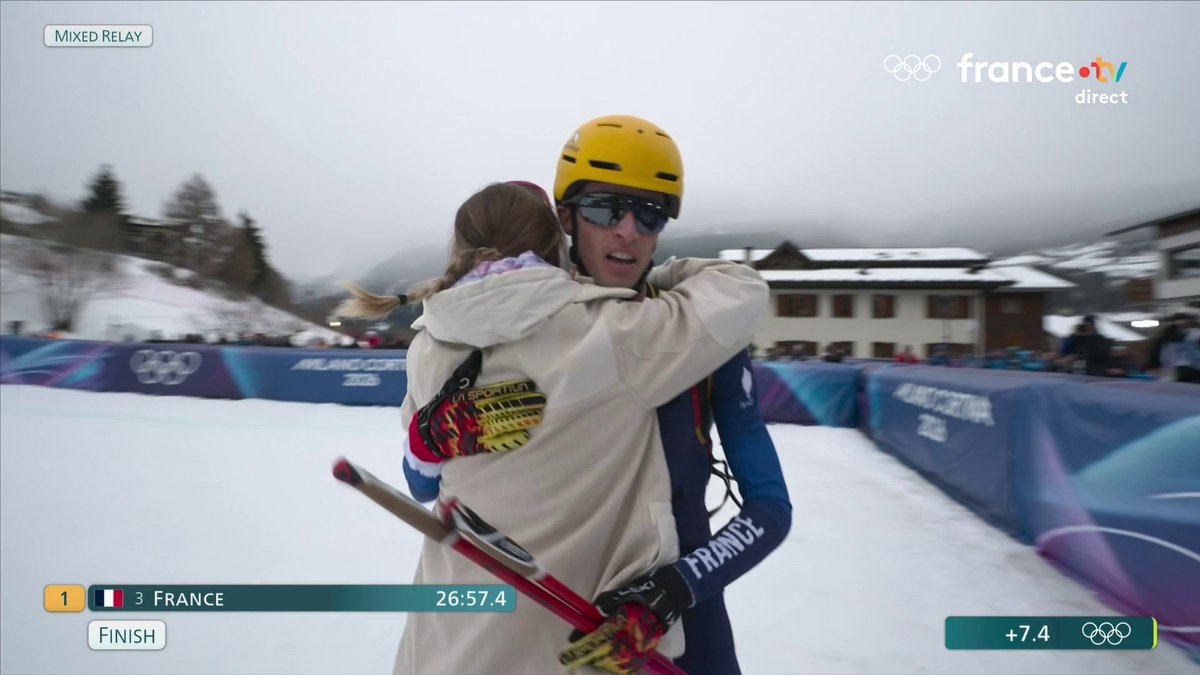 🇫🇷🥇 ALERTE INFO | Encore un TITRE OLYMPIQUE ! Médaille d’or pour les Français Thibault Anselmet et Emily Harrop en relais mixte de ski alpinisme.