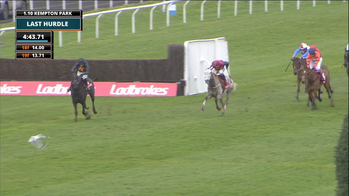 What a jump at the last!🤩 Hold The Serve wins the Ladbrokes "New Horse Racing Bet Builder" Handicap Hurdle #ITVRacing | Sean Bowen | Olly Murphy | Kempton Park Racecourse