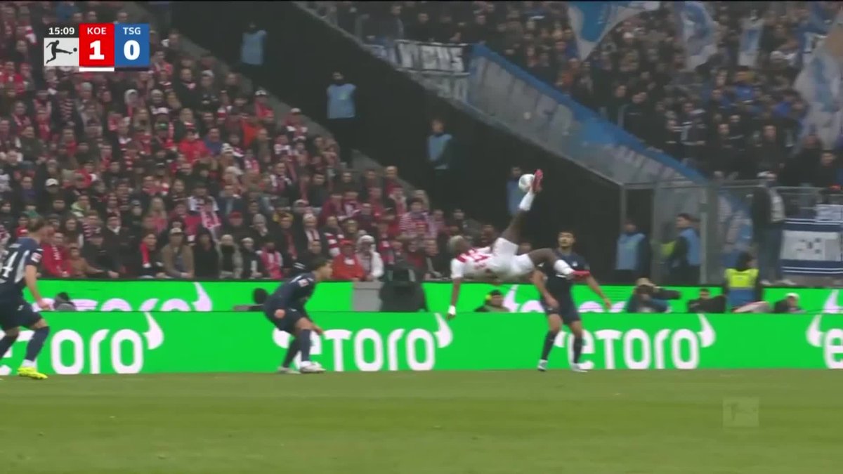 🤯🇩🇪 No busquen más, Ragnar Ache acaba de marcar el GOLAZO DEL FIN DE SEMANA. La altura a la que conecta la chilena para poner en ventaja al Colonia vs Hoffenheim…