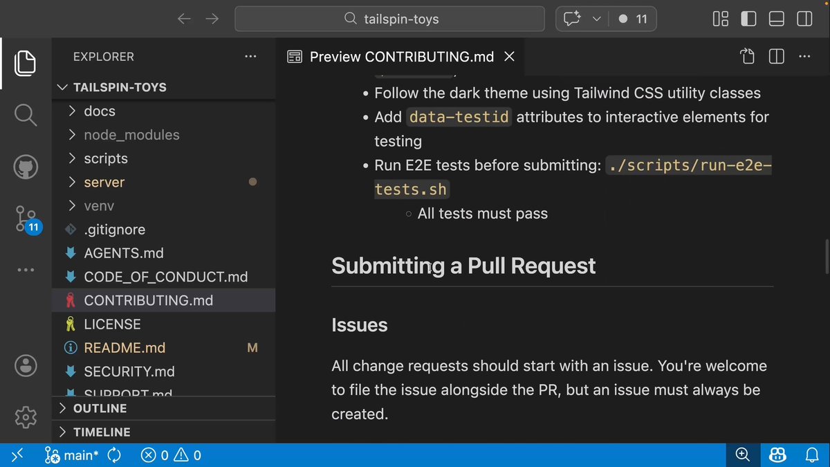 How do you guide an AI agent to open PRs on your behalf? 👀 You give it skills. With the Make Contribution agent skill, Copilot CLI automatically finds and follows a repo's contribution guidelines and templates before acting. Get this skill.👇