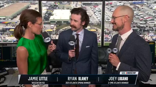 It's a Team Penske party in the FS1 booth today. Welcome back, Ryan Ryan Blaney and Joey Logano.