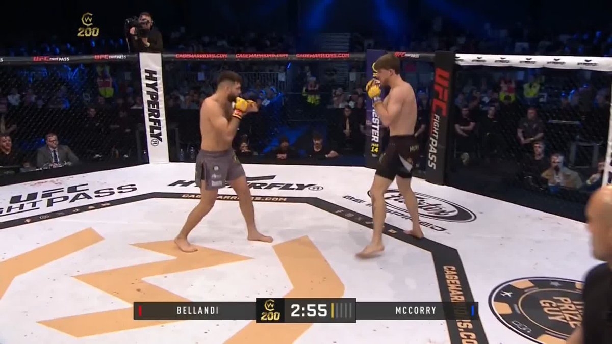 ๐ฎ๐ช Paddy McCorry absolutely starches the champ and takes the MW championship by KO ๐คฏ What a HUGE moment for the young man from West Belfast ๐๐๐ #CW200