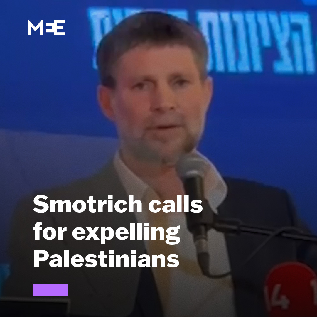Speaking at a Religious Zionism Party event, Israeli Finance Minister Bezalel Smotrich called for “eliminating the idea of a terrorist Arab state” and “cancelling the terrible Oslo Accords”. Smotrich also called for settling Gaza and expelling Palestinians from Gaza and the West Bank. “We will settle Gaza, we will apply sovereignty in Judea and Samaria,” he said.