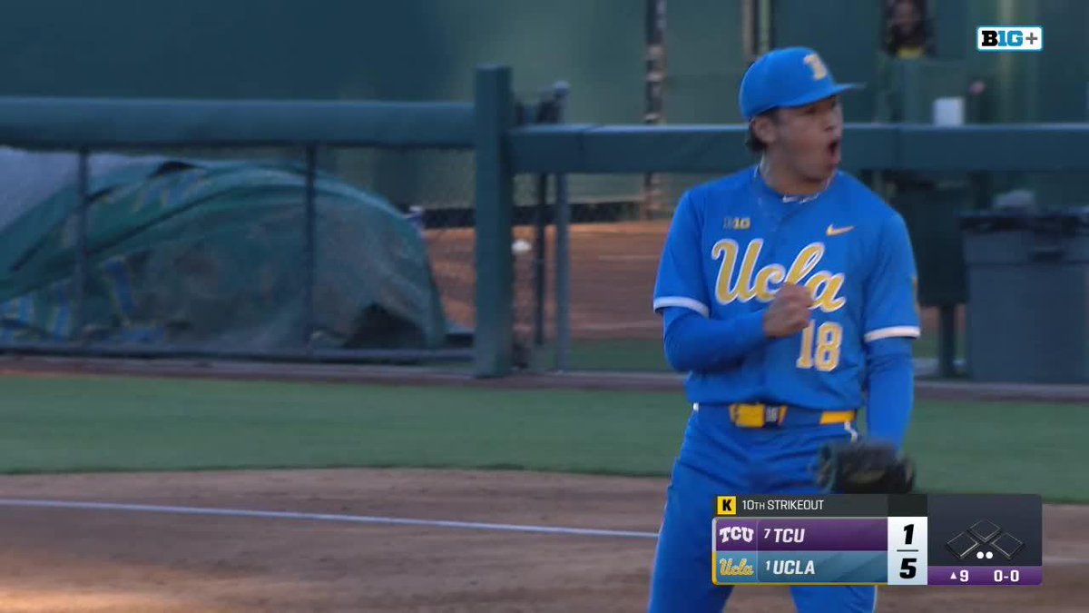 Punchout party 🔥 Watch each of Wylan Moss' 9️⃣ straight strikeouts to help No. 1 UCLA Baseball close out No. 7 TCU 👇