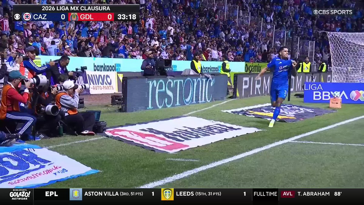 Gabriel Fernández rises highest and buries a thunderous header for Cruz Azul 💥