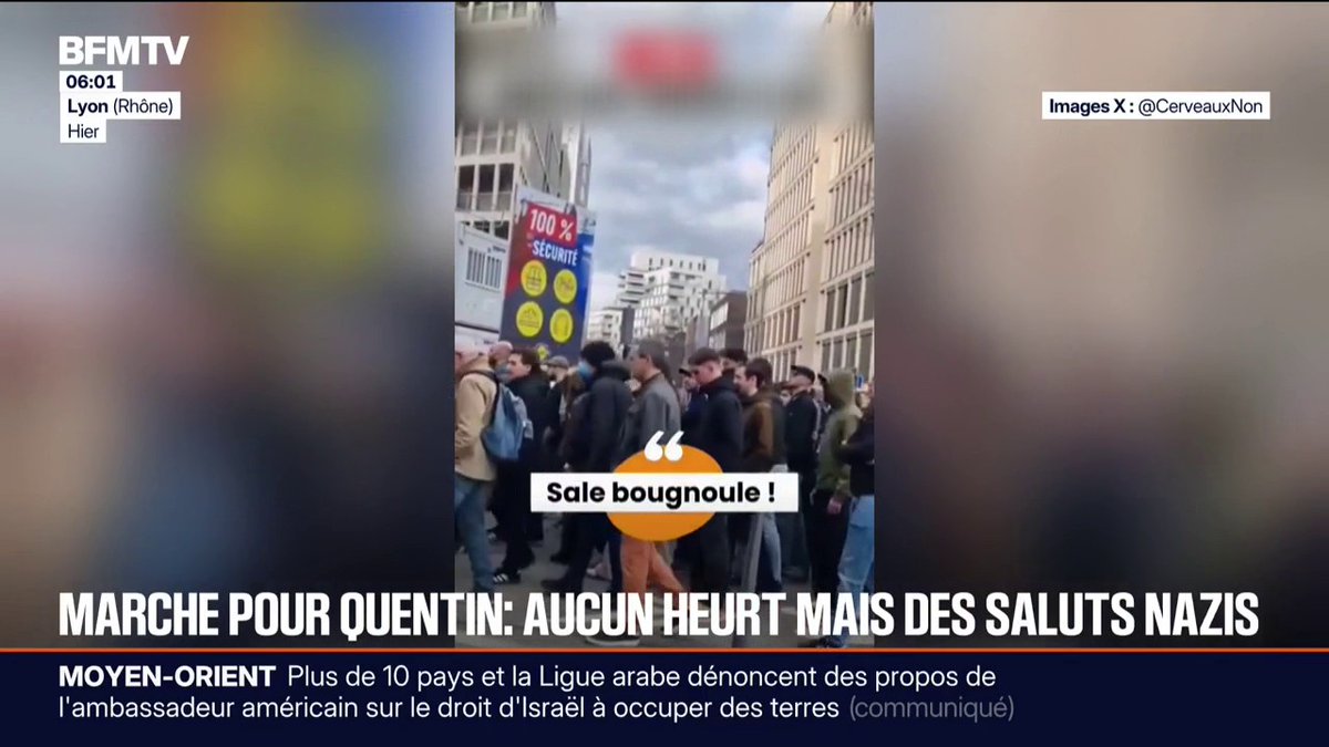 Marche pour Quentin Deranque à Lyon: au moins trois signalements à la justice après des saluts nazis et des insultes à caractère raciste