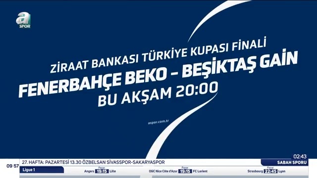 💥 DEV FİNAL A SPOR'DA! 🏀 Ziraat Bankası Türkiye Kupası finalinde, Fenerbahçe Beko ile Beşiktaş GAİN kozlarını paylaşacak. 🕗 20.00 🏟️ Sinan Erdem Spor Salonu 📺 A Spor