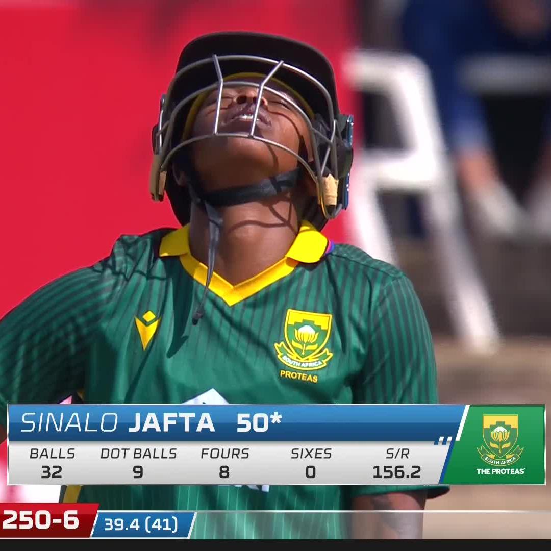What a day to do it 🤩🙌 Sinalo Jafta celebrates her 50th ODI with her first-ever half-century 👏 📺 Stream #SAvPAK on DStv: #HereForHer