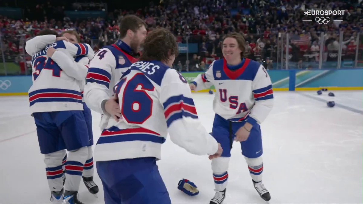 STATI UNITI CAMPIONI OLIMPICI! Dopo 46 anni esatti, 22 febbraio 1980 - 22 febbraio 2026, è oro USA. Il gol decisivo è di Hughes che trova un gran diagonale e regala agli USA un titolo storico!