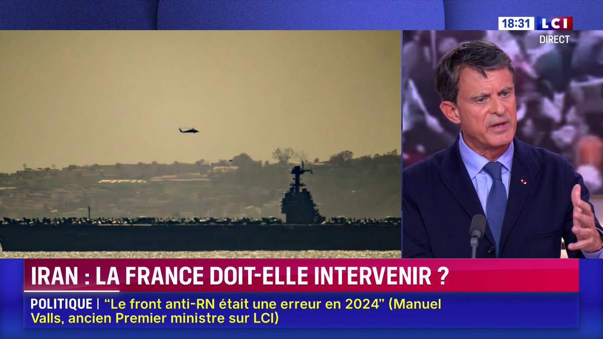 🔴 Iran : la France doit-elle intervenir, y compris militairement ? 🗣️ "D'une manière ou d'une autre, oui (...) Je souhaiterais que la France participe d'une coalition" : Manuel Valls à Darius Rochebin sur LCI