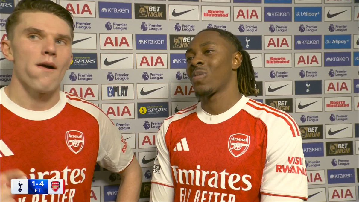 "Today it's worked out" Ebere Eze and Viktor Gyökeres react after both scoring a brace against Spurs 🔴