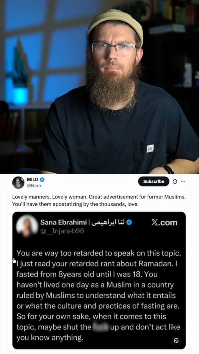 Milo's Ramadan post triggers Ex-Muslim Sana Ebrahimi