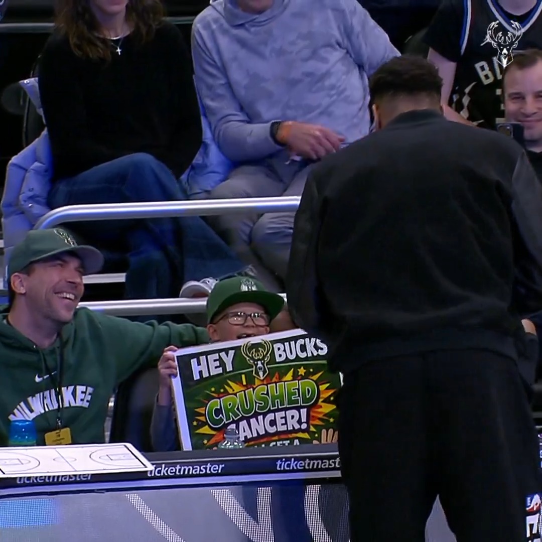 6-year-old Mason crushed cancer and his high five with Giannis. 🥹