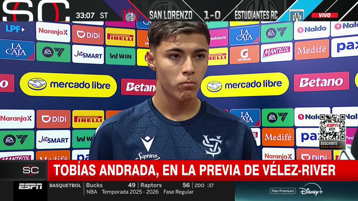 "LA VERDAD QUE NO SABÍA NADA", Tobías Andrada se refirió a la noticia de que fueron a verlo desde el Parma y afirmó "tengo mucho camino por recorrer acá todavía". 📺 #SportsCenter | #DisneyPlus Plan Premium