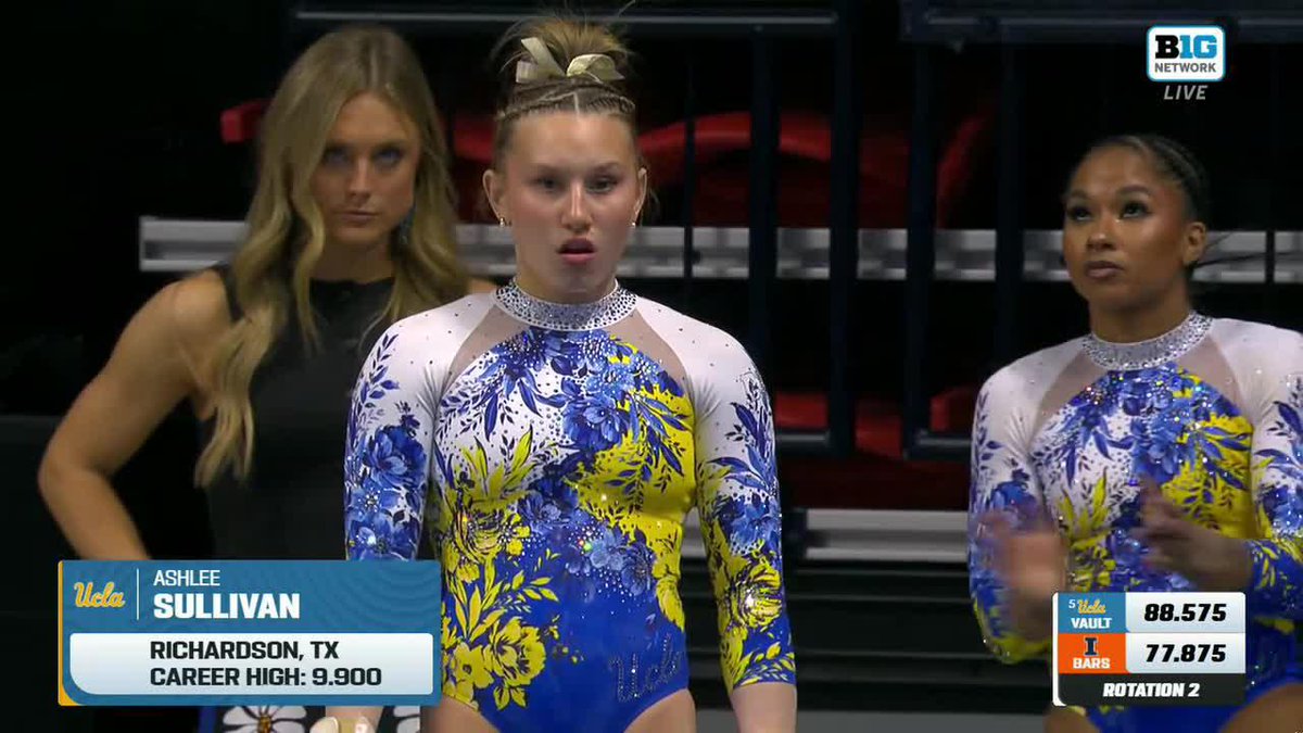 That is a STICK by Ashlee Sullivan on her Yurchenko 1.5 and a new career-high 9.925! 📺: Big Ten Network #GoBruins