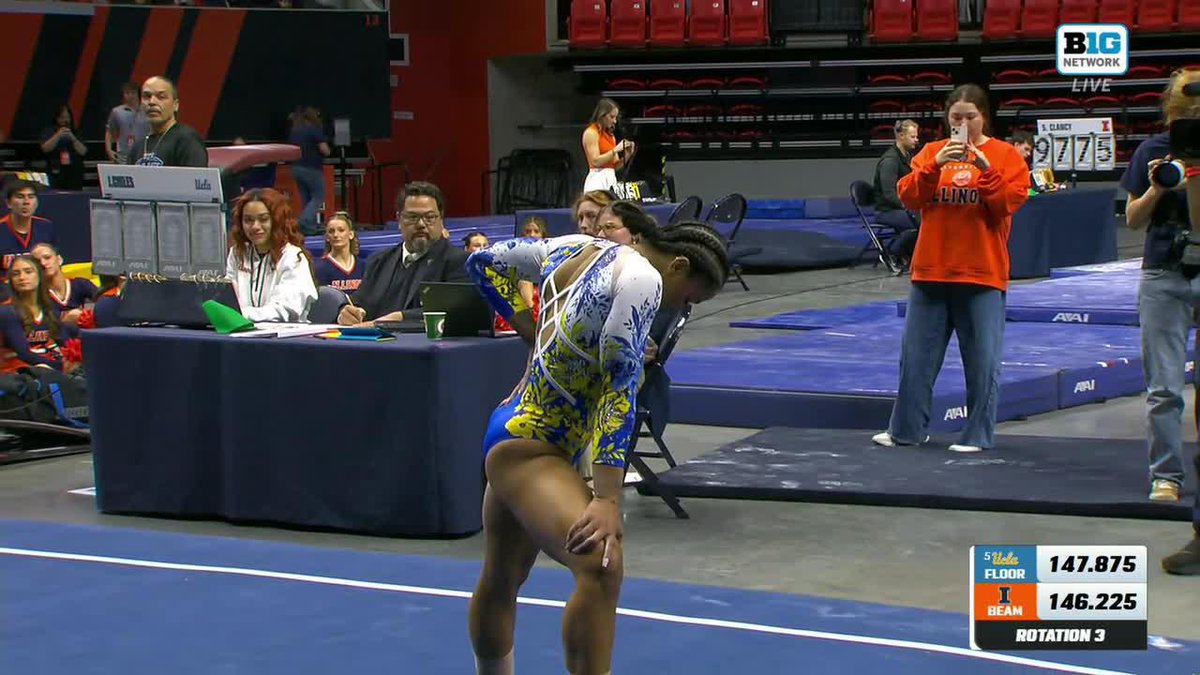 A 9.975 breaks the perfect 10 streak on floor, but what a routine it was by Jordan Chiles! 📺: Big Ten Network #GoBruins