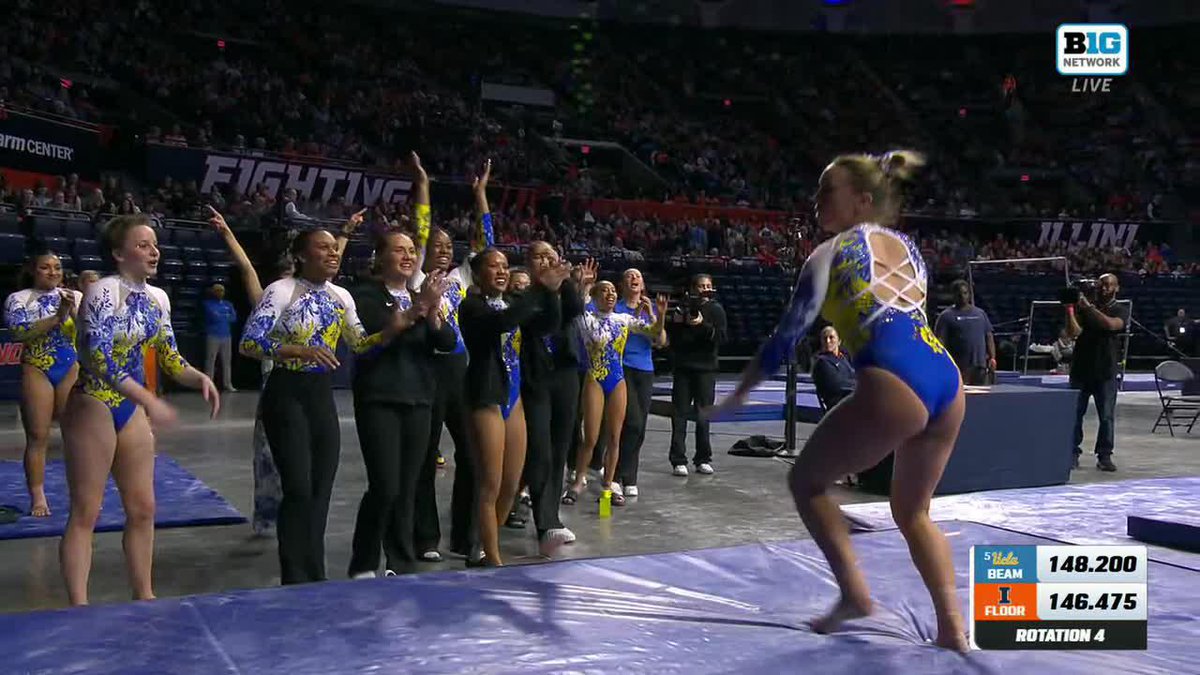 Katelyn Rosen sticks the landing and celebrates with an ice skating homage! How'd she do, U.S. Figure Skating? 📺: Big Ten Network #GoBruins