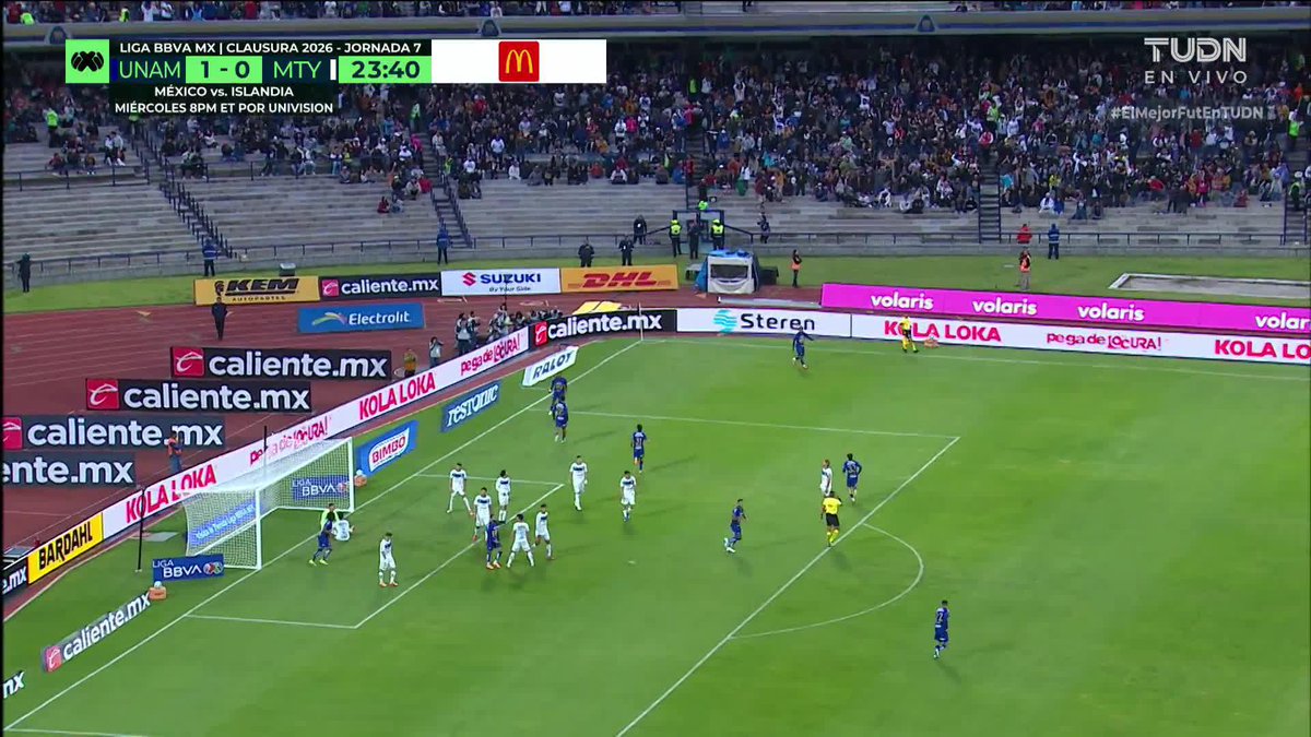Doblete de la 'Pantera' Angulo esta tarde ante Rayados y aquí les dejo el segundo gol del lateral de PUMAS. #J7 | #ConMéxicoC26 | #UNAMMTY