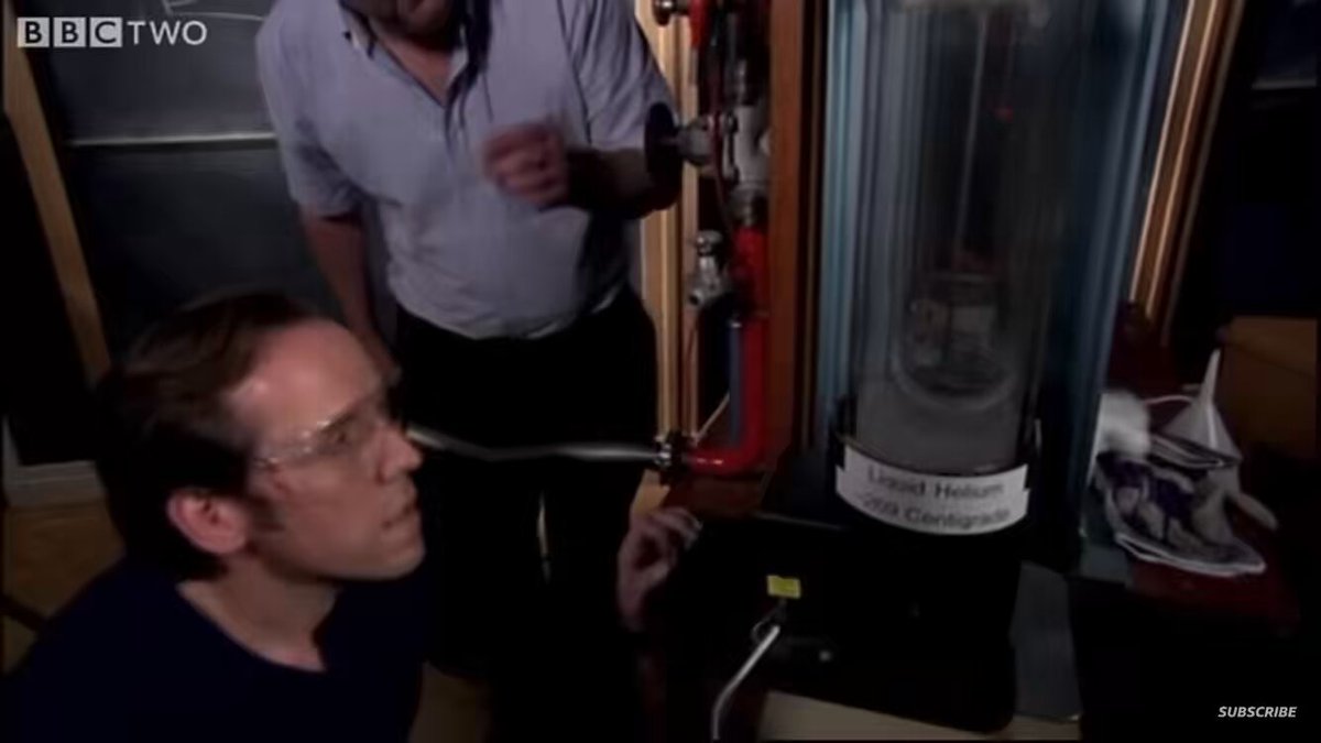 Helium is cooled to just above absolute zero &amp; becomes superfluid, a zero-viscosity quantum liquid. It has no internal friction, climbs walls, seeps through microscopic pores &amp; forms ultra-thin films. “Real matter is really like quantum material, obscured by room temperature…”