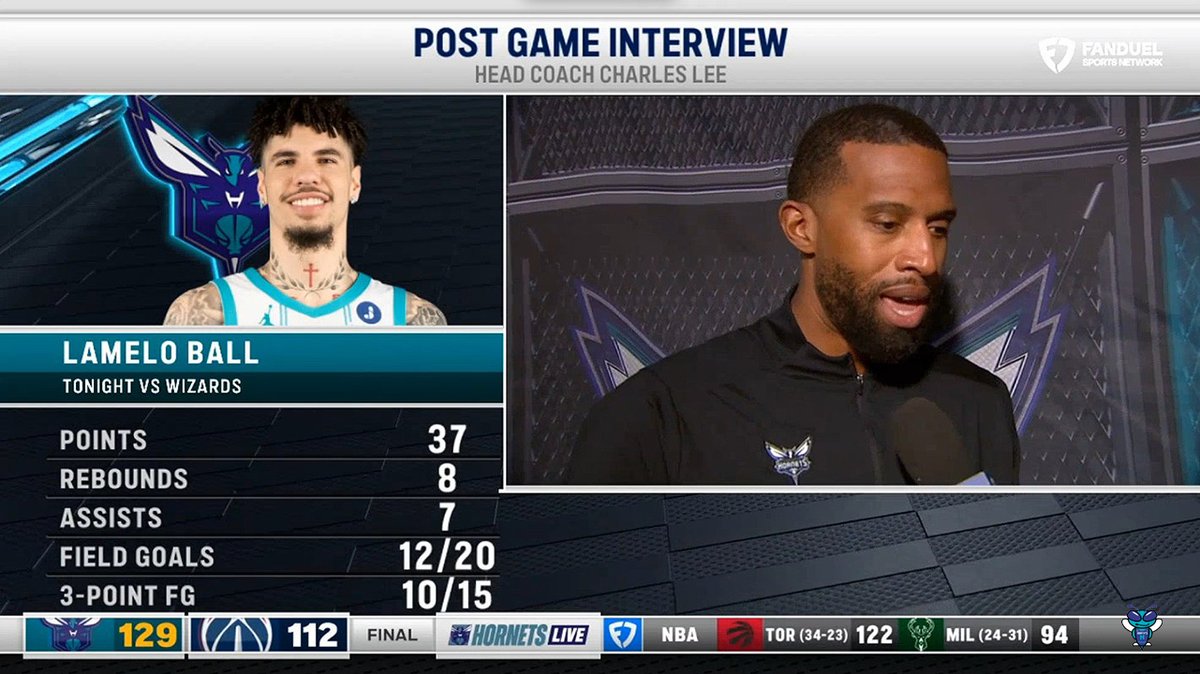 🎙️ Charles Lee: "A ton of positives, but the thing I thought was really dope was LaMelo." "Being as hot as he was, most times guys continue to take bad shots, heat-check shots, and he continued making the right play and got other guys a couple of shots during that stretch..."
