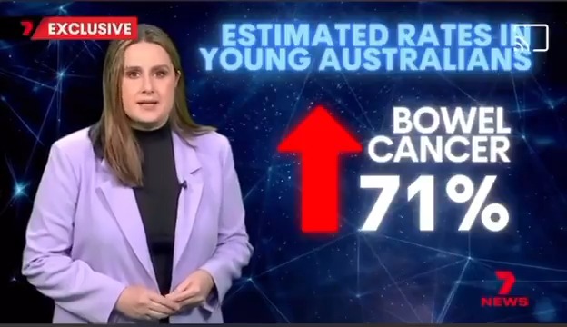 Major TV channel in Australia states cancer rates are up in Young Australians, and blames environmental factors. "Diet, exercise, smoking and drink." What about censorship & gene therapy injections?