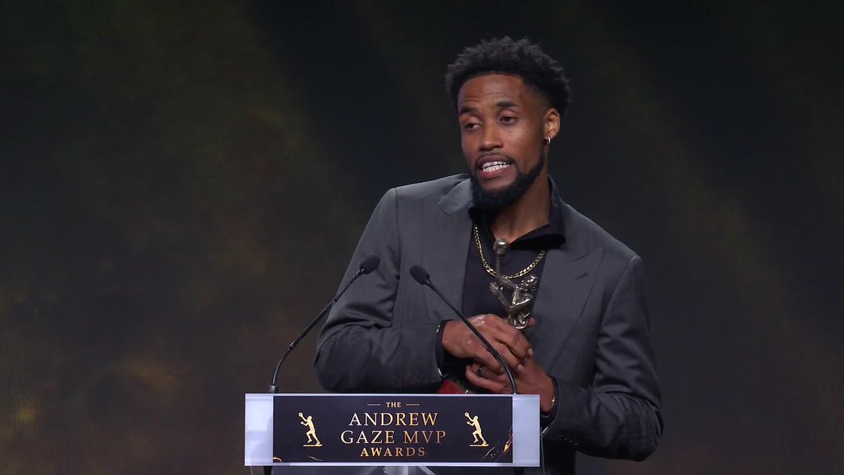 “Drinks on me.” 😅 Bryce Cotton accepts his SIXTH NBL MVP award 🤩