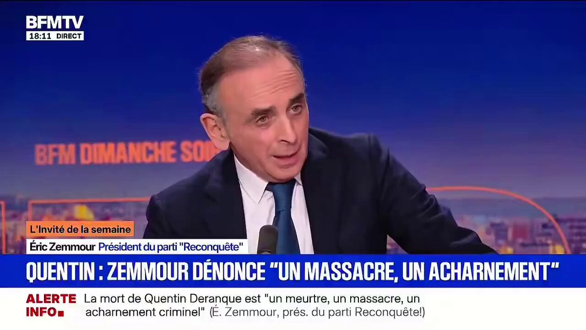 🔴💸 ALERTE : Éric Zemmour se lâche sur Quentin et détruit la LFI EN DIRECT. "LFI est complice de l’assassinat de Quentin ! La Jeune Garde est liée à LFI ! Mélenchon la protège ! Mélenchon l’a adoubée ! Ses élues sur les plateaux les défendent !" (BFM)