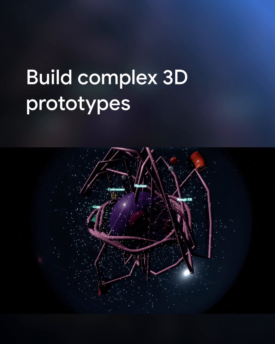 🎨 Rapidly prototype interactive 3D concepts with Gemini. Learn how to use Gemini in the Canvas web app to build 3D environments and interactive models using WebXR APIs. Start building → Explore more examples below 🧵