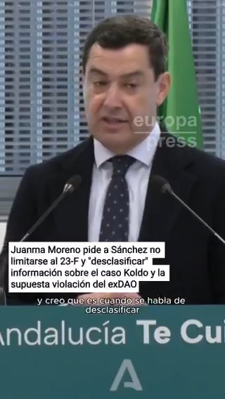 Juanma Moreno pide a Sánchez no limitarse al 23-F y "desclasificar" información sobre el caso Koldo y la supuesta violación del ex DAO