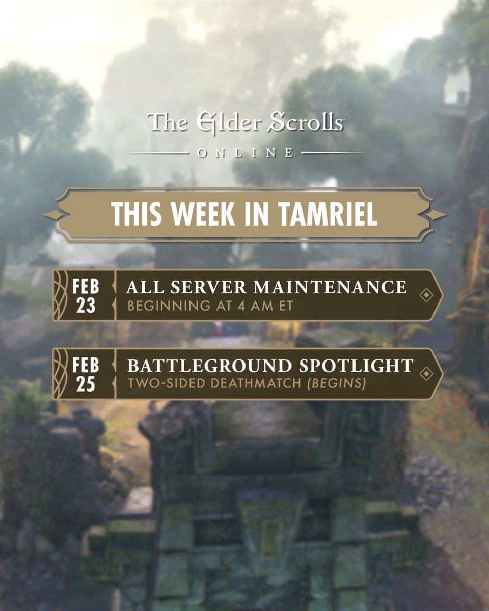 This week in Tamriel enjoy +25% AP on two-sided Deathmatch Battlegrounds. ⚔️ Which is your favorite BG map?