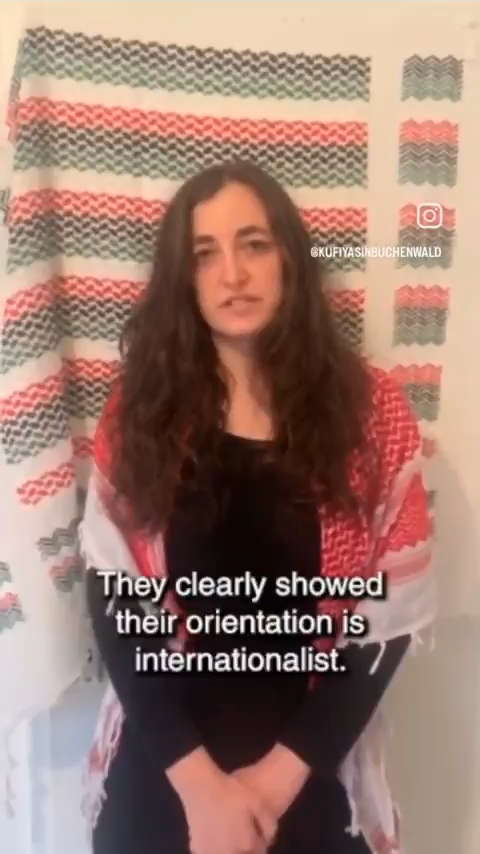 Meet Anna, who has decided that because she wasn't allowed to wear her kefiyyeh into the Buchenwald concentration camp memorial last year, the site needs to become the next target of the Free Palestine movement. She claims she is inspired by the members of the Buchenwald resistance, whose aim was to root out Nazism. Anna is a student of history. So why doesn't she know that the root of Nazi ideology was the hatred of Jews? You can't claim to be anti-Nazi, or to be continuing the legacy of Nazi resistors, if you don't deal with that essential cornerstone of Nazi ideology. And if you were committed to fighting Nazism today, you certainly would not shy away from condemning Hamas, which has sworn again and again to enact genocide on Jews, even carrying out their mission on October 7th. Anna's protest isn't about resisting Nazism. It's about reviving it.