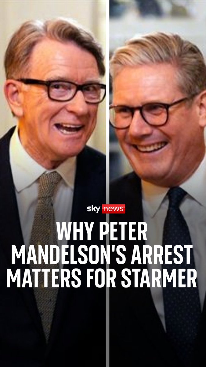 Peter Mandelson has been arrested on suspicion of misconduct in public office, the Metropolitan Police has said. He has previously denied any wrongdoing. Sky's Sam Coates Sky looks at the arrest of the former US ambassador and potential implications for the prime minister