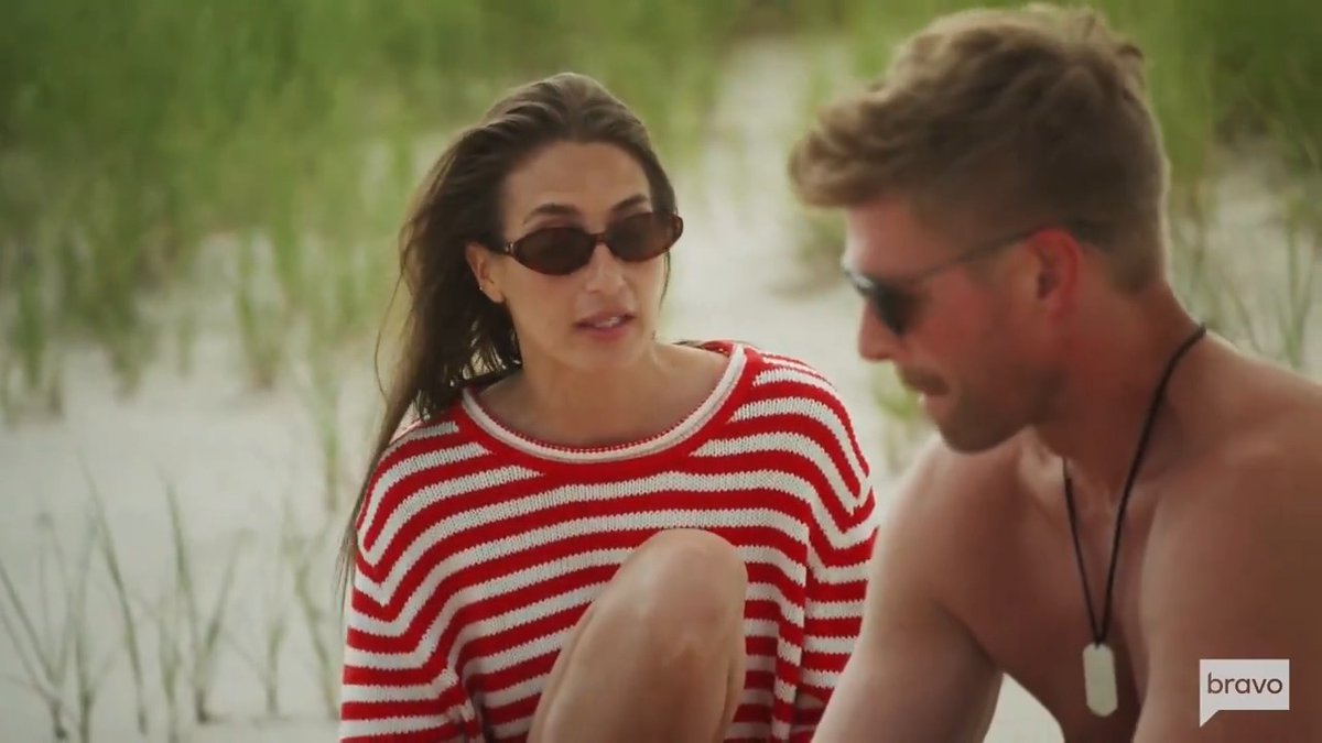 An emotional discussion between Amanda and Kyle. Stream Summer House on Peacock.