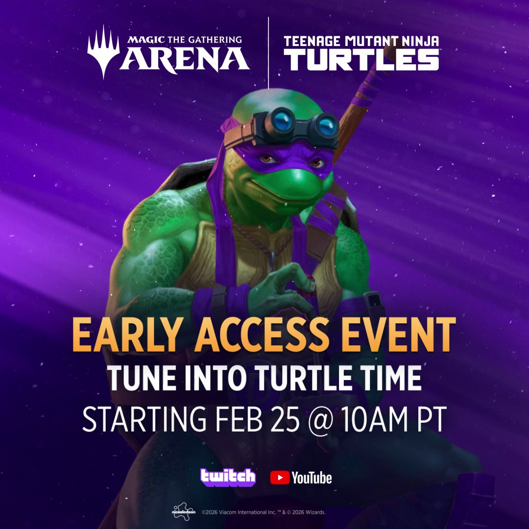 Radical plays incoming! Tune in to the #MTGxTMNT Early Access Event on 2/25 to see the new cards in action. More info: