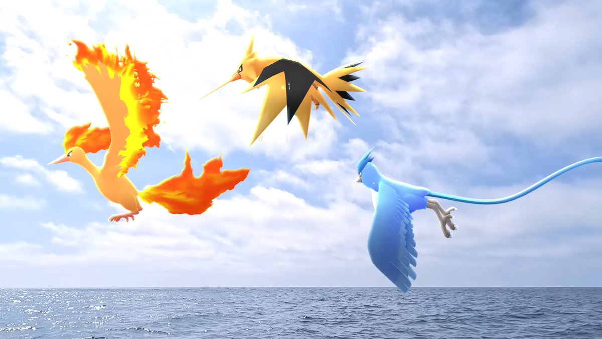 Starting the week with ❄️⚡🔥! Who’s ready to encounter the legendary bird Pokémon from Kanto, Articuno, Zapdos, and Moltres, in five-star raids during the Road to Kalos event in #PokemonGO? 🤩