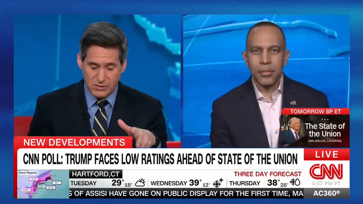 House Minority Leader Hakeem Jeffries lays out his party's alternate vision on the eve of President Trump's State of the Union address, saying Democrats are "laser focused" on driving down costs and making life more affordable.