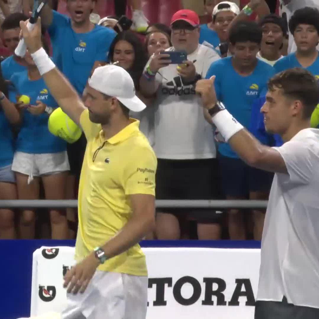 Sealed in style ๐ฅ On their team debut Grigor Dimitrov and Flavio Cobolli claim an impressive win over Johnson and Zielinski 7-6 2-6 10-8 ๐ช #AMT2026