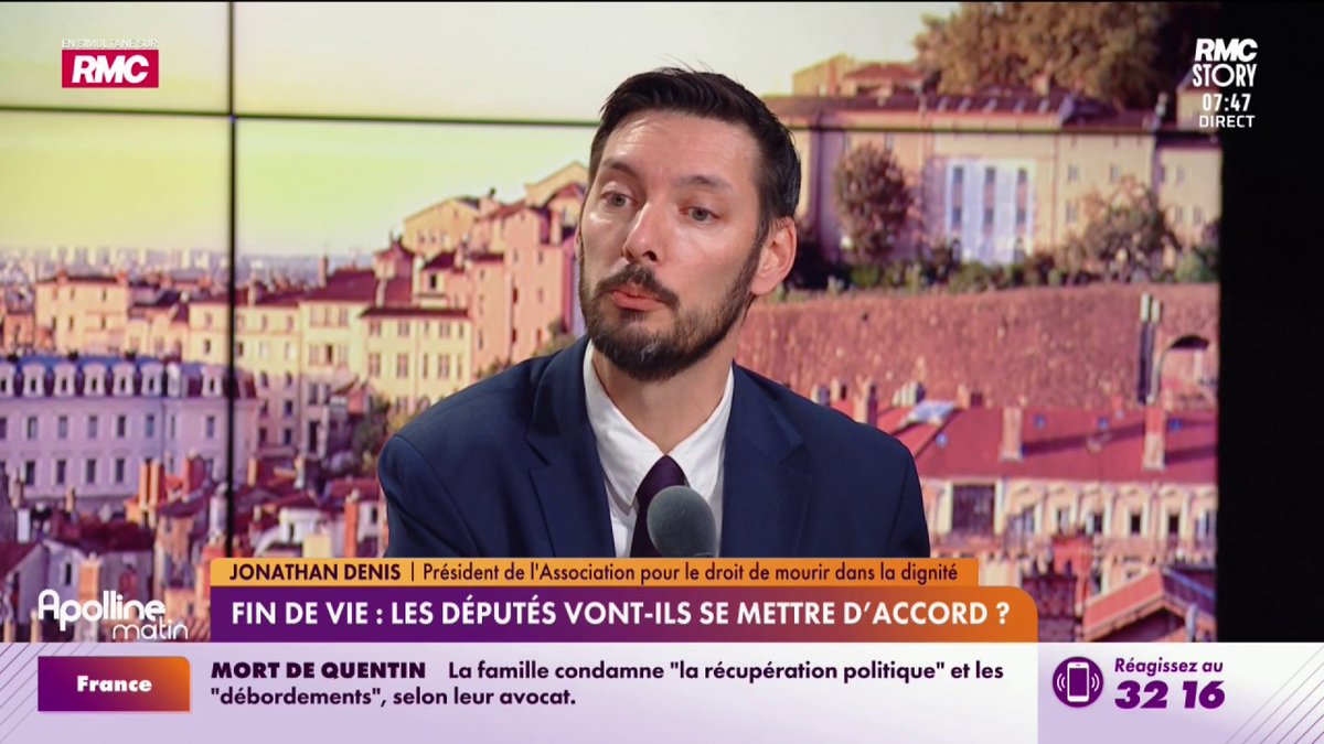 🩺 Loi sur la fin de vie : bientôt voté 🎙️ "On fait face à une obstruction parlementaire inadmissible", affirme Jonathan Denis, Président de l'Association pour le Droit de Mourir dans la Dignité #ApollineMatin