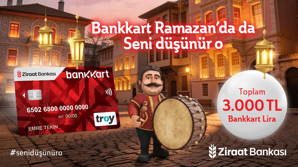 22 Mart 2026 tarihine kadar Bankkart'ınız ile anlaşmalı Market, Bakkal, Kasap, Manav ve Şarküteri üye işyerlerimizde Bankkart POS'undan tek seferde yapacağınız 4.000 TL ve üzeri her alışverişinize 300 TL, toplam 3.000 TL Bankkart Lira! Detaylar Bankkart Mobil’de ve web sitesinde.