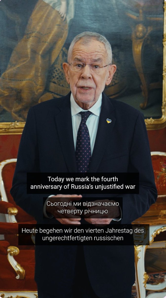 Today we mark the fourth anniversary of Russia’s unjustified war of aggression against Ukraine and its people. Austria will continue to #StandWithUkraine.