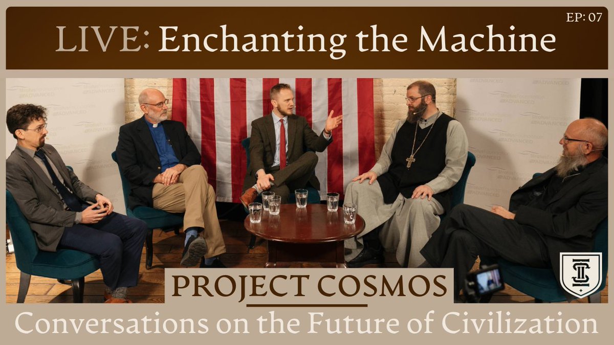 Enchanting the Machine: Liturgy, Technology, & Wonder (0:00) What is enchantment? (7:22) Tolkien, WWI & “death and the machine” (23:33) How did materialism become dominant? (36:14) Constantine & converting pagan culture (51:37) Technology as spiritual warfare (1:11:00) Asceticism & spiritual formation (1:25:25) The Incarnation & cosmic transformation (1:29:27) Practical steps forward Recorded live in Washington, DC, Johnny Burtka is joined by Fr. Andrew Stephen Damick, Peter Leithart, Hans Boersma, and Zachary Porcu. Watch now.