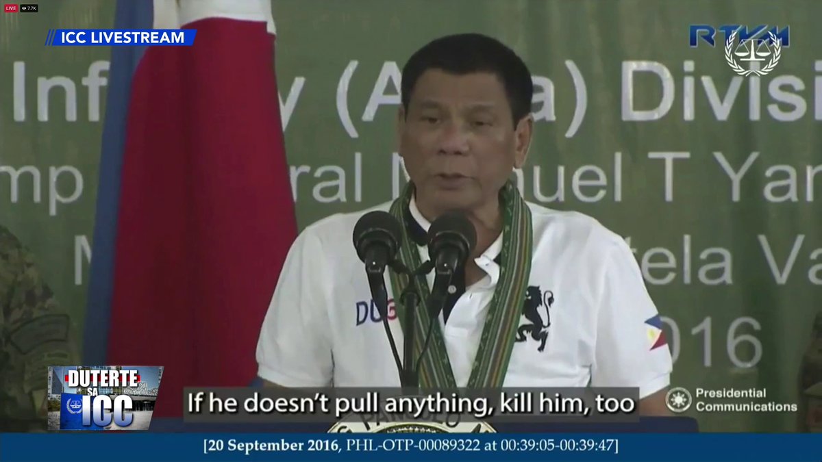 'PAG HINDI BUMUNOT, PATAYIN MO RIN' Iprinesenta ng tagausig ang ilang bahagi ng mga umano'y naging kontrobersyal na pahayag ni dating Pangulong Rodrigo Duterte kaugnay ng drug war.
