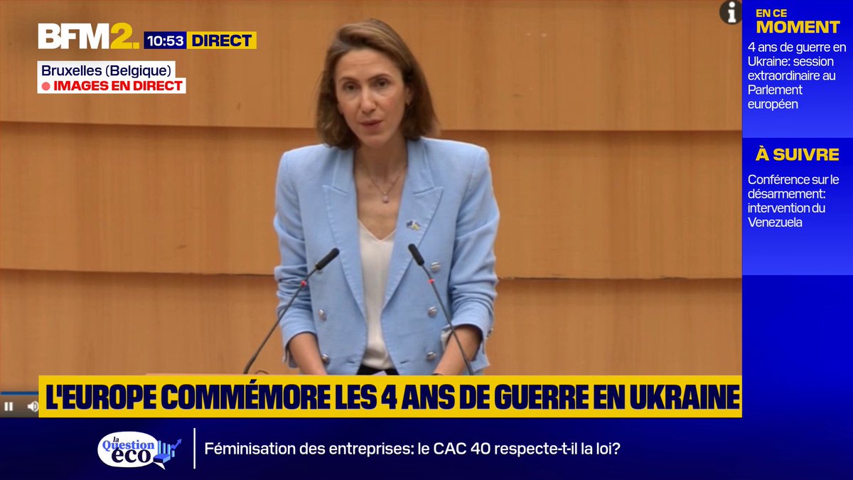💬"Par vos votes, depuis le début de cette invasion, (...) par vos discours, vous faites la démonstration que vous n'êtes en rien des patriotes" ➡️Valérie Hayer vise Jordan Bardella et "ceux qui font délibérément le jeu de Vladimir Poutine" au Parlement européen #BFM2