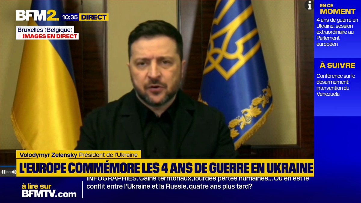 💬"S'il vous plaît, continuez à défendre le mode de vie européen. S'il vous plaît, soutenez l'Ukraine, soutenez nos efforts de diplomatie pour la paix" Volodymyr Zelensky s'adresse au Parlement européen à l'occasion du quatrième anniversaire de l'invasion russe #BFM2