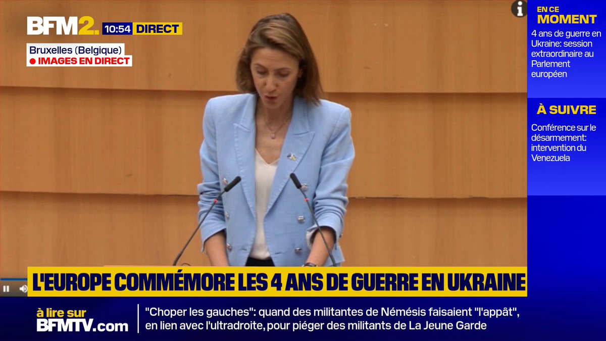 Valérie Hayer : "L''Europe est assiégée par des puissances et des autocrates qui partagent le même objectif : nous détruire, nous asservir parce qu'ils détestent ce que nous sommes. Le peuple ukrainien est le premier défenseur de nos libertés (...) notre destin est commun" #BFM2