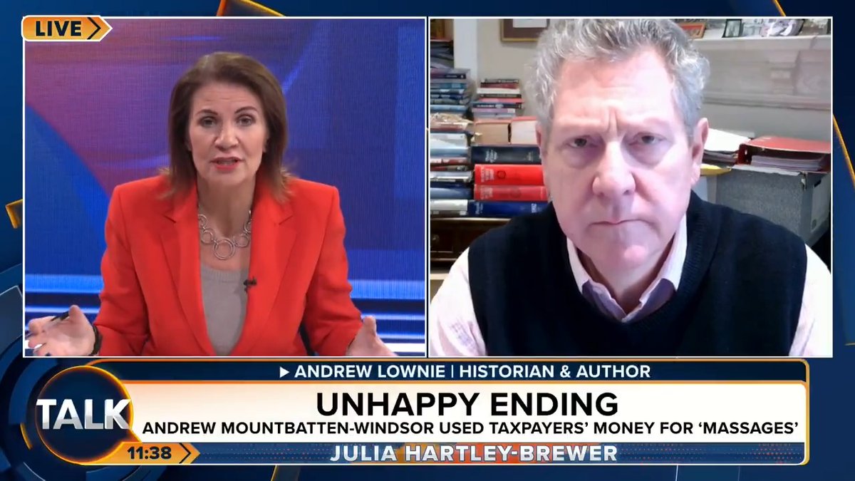 🚨"I'm sure there's a lot of shredding going on in Whitehall at the moment." Andrew Lownie says the criminal probe into Andrew Mountbatten-Windsor is not just about "financial and sexual misdemeanours, it's a national security scandal". Julia Hartley-Brewer | Andrew Lownie