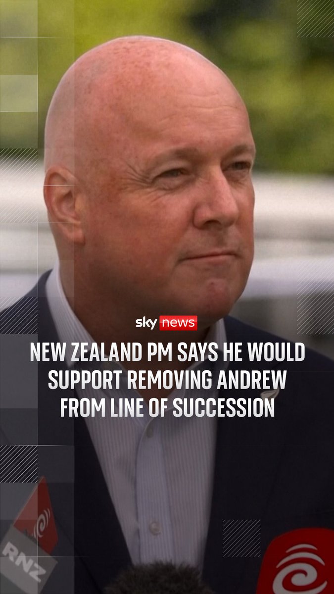 New Zealand Prime Minister Christopher Luxon said the country would support any decision the British government may make to remove Andrew Mountbatten-Windsor from the royal line of succession. The former Duke of York has always denied allegations of wrongdoing in connection with Jeffrey Epstein. 🔗