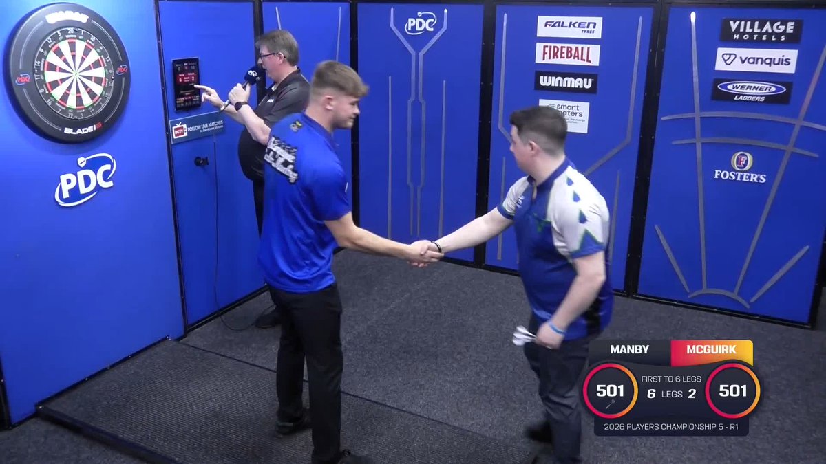 MANBY SAFELY THROUGH! Charlie Manby cruises past Shane McGuirk with a 6-2 victory, setting up a clash with Richard Veenstra in Round Two! 📺 #PC5